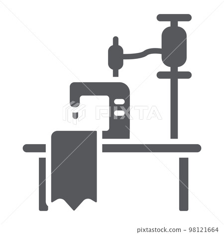 Sewing workplace glyph icon, craft and sew, workplace seamstres sign, vector graphics, a solid pattern on a white background, eps 10. 98121664