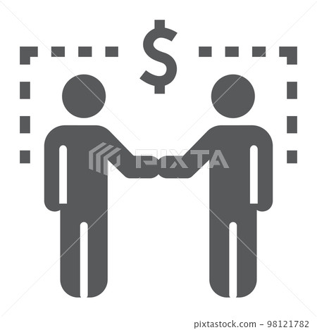 Business relationship glyph icon, business and handshake, two people shaking hands sign, vector graphics, a solid pattern on a white background, eps 10 98121782