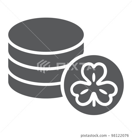 Clover coins glyph icon, st patrick s day and holiday, clover golden coins sign, vector graphics, a solid pattern on a white background, eps 10 Clover coins glyph icon, st patrick s day and holiday, clover golden coins sign, vector graphics, a solid pattern on a white background, eps 10 98122076