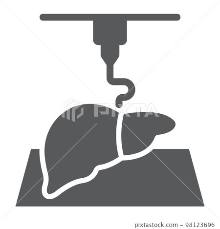 3D bioprinting glyph icon, technology and medicine, medical printer sign, vector graphics, a solid pattern on a white background, eps 10 98123696
