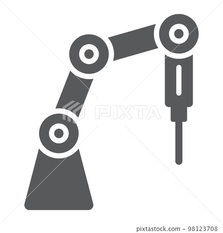 Medical robot glyph icon, technology and medicine, surgical robot sign, vector graphics, a solid pattern on a white background, eps 10 98123708