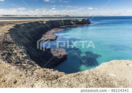 Coastal landscape with cliffs in Patagonia Argentina Coastal landscape with cliffs in Patagonia Argentina 98124341
