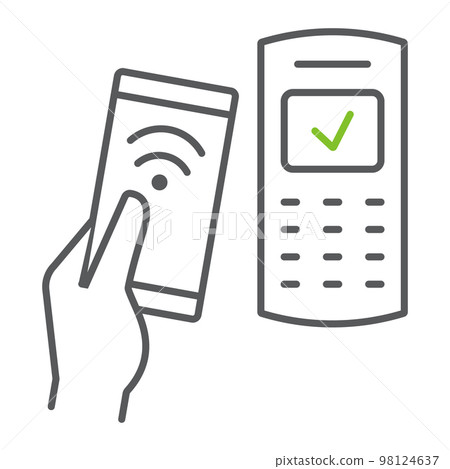 Mobile payments using smartphone color line icon, banking and payment, contactless terminal payment sign, vector graphics, a linear icon on a white background, eps 10 Mobile payments using smartphone color line icon, banking and payment, contactless terminal payment sign, vector graphics, a linear icon on a white background, eps 10 98124637