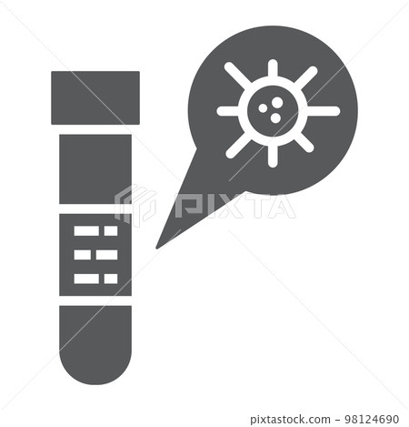 Test tube glyph icon, blood and coronavirus, test tube with covid-19 sign, vector graphics, a solid icon on a white background, eps 10 98124690