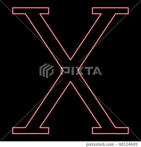 Neon chi greek symbol capital letter uppercase font red color vector illustration image flat style Neon chi greek symbol capital letter uppercase font red color vector illustration image flat style 98124695