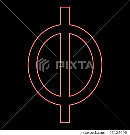 Neon phi greek symbol small letter lowercase font red color vector illustration image flat style Neon phi greek symbol small letter lowercase font red color vector illustration image flat style 98124696