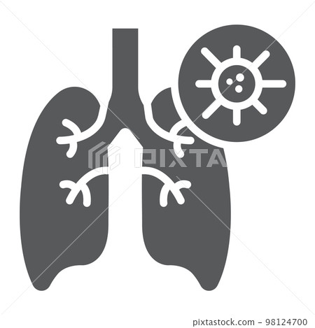 Pneumonia glyph icon, flu and coronavirus, lungs with covid-19 sign, vector graphics, a solid icon on a white background, eps 10 Pneumonia glyph icon, flu and coronavirus, lungs with covid-19 sign, vector graphics, a solid icon on a white background, eps 10 98124700