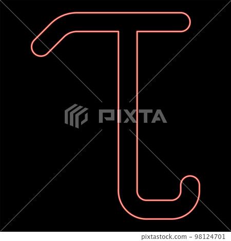 Neon tau greek symbol small letter lowercase font red color vector illustration image flat style Neon tau greek symbol small letter lowercase font red color vector illustration image flat style 98124701