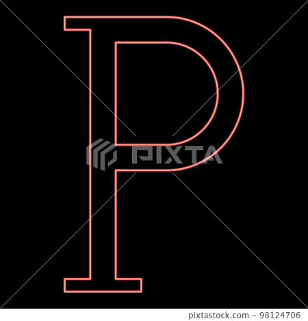 Neon rho greek symbol capital letter uppercase font red color vector illustration image flat style Neon rho greek symbol capital letter uppercase font red color vector illustration image flat style 98124706