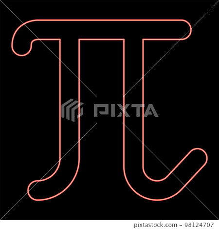 Neon pi greek symbol small letter lowercase font red color vector illustration image flat style Neon pi greek symbol small letter lowercase font red color vector illustration image flat style 98124707