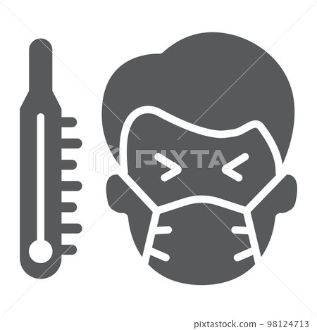 Sick man with thermometer glyph icon, covid-19 and coronavirus, high temperature sign, vector graphics, a solid icon on a white background, eps 10 Sick man with thermometer glyph icon, covid-19 and coronavirus, high temperature sign, vector graphics, a solid icon on a white background, eps 10 98124713