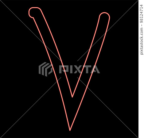 Neon nu greek symbol small letter lowercase font red color vector illustration image flat style 98124714