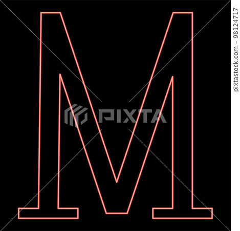 Neon mu greek symbol capital letter uppercase font red color vector illustration image flat style Neon mu greek symbol capital letter uppercase font red color vector illustration image flat style 98124717