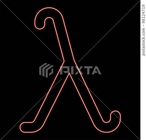 Neon lambda greek symbol small letter lowercase font red color vector illustration image flat style 98124719