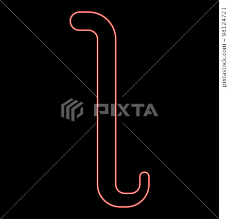 Neon iota greek symbol small letter lowercase font red color vector illustration image flat style 98124721