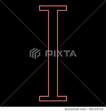 Neon iota greek symbol capital letter uppercase font red color vector illustration image flat style 98124722