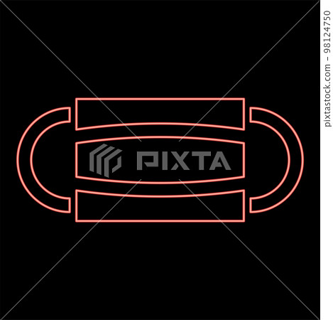 Neon disposable medical mask Face hospital pollution protect virus COVID 19 from coronavirus red color vector illustration image flat style 98124750