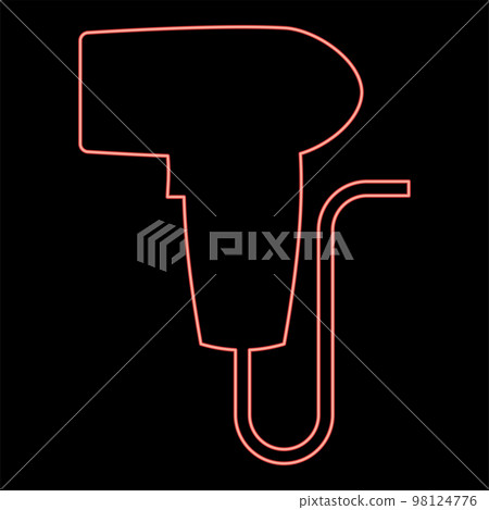 Neon hand scanner barcode held red color vector illustration image flat style 98124776