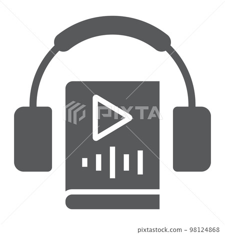 Audiobook glyph icon, education and school, book with headphones sign vector graphics, a solid icon on a white background, eps 10 98124868