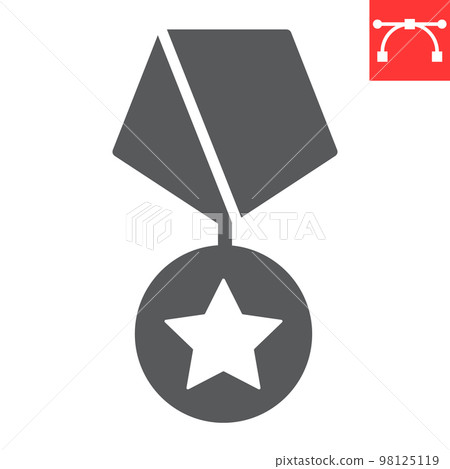 Military meda glyph icon, USA and army, military star sign vector graphics, editable stroke solid icon, eps 10 98125119