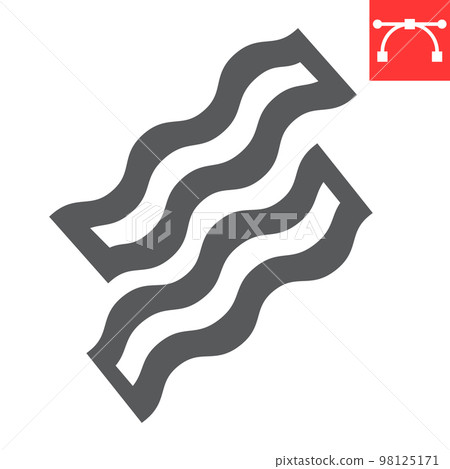 Bacon glyph icon, food and keto diet, bacon stripes sign vector graphics, editable stroke solid icon, eps 10 Bacon glyph icon, food and keto diet, bacon stripes sign vector graphics, editable stroke solid icon, eps 10 98125171