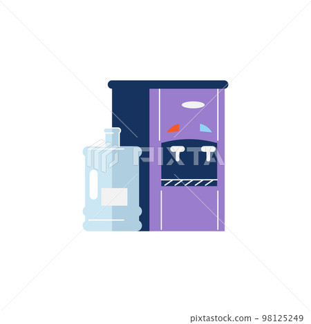 Water cooler dispenser with gallon bottle, flat vector illustration isolated. 98125249