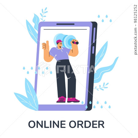Online order of water for home and office delivery, flat vector isolated. Online order of water for home and office delivery, flat vector isolated. 98125252