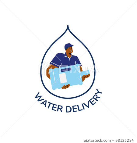 Water delivery and order emblem or logo design flat vector illustration isolated. 98125254