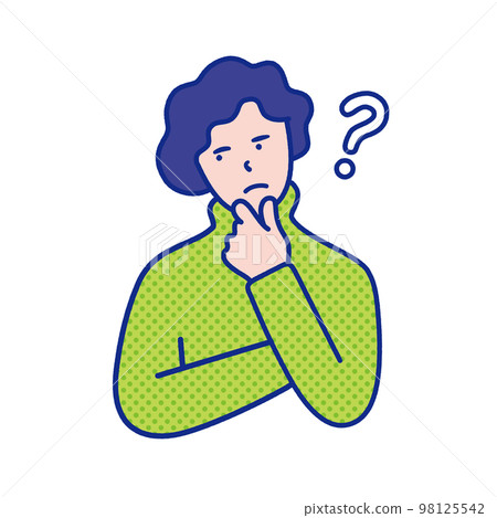 一個 20 到 40 多歲穿著高領毛衣的男人的上半身插圖素材,帶有懷疑和傾斜頭部的形象 一個 20 到 40 多歲穿著高領毛衣的男人的上半身插圖素材,帶有懷疑和傾斜頭部的形象 98125542