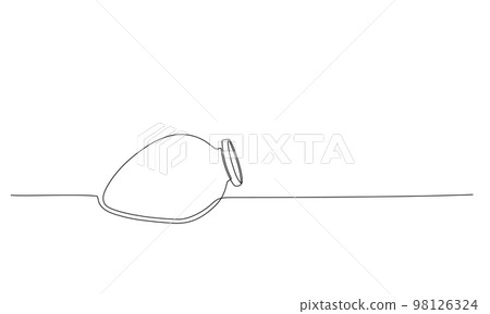 Kvevri vector line illustration. Traditional Georgian big clay vessel Qvevri for wine making. Kvevri vector line illustration. Traditional Georgian big clay vessel Qvevri for wine making. 98126324