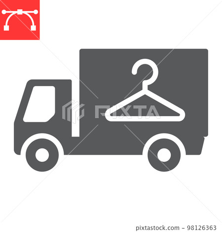 Laundry service delivery glyph icon, dry cleaning and vehicle, truck sign vector graphics, editable stroke solid icon, eps 10 98126363