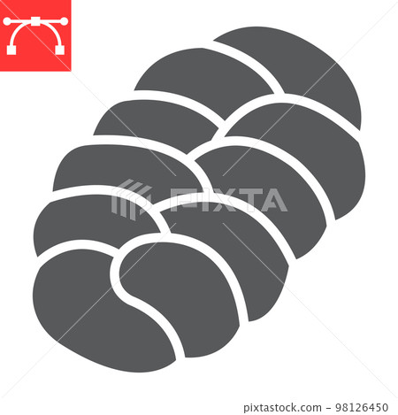 Challah glyph icon, bread and loaf, braided bread sign vector graphics, editable stroke solid icon, eps 10 98126450