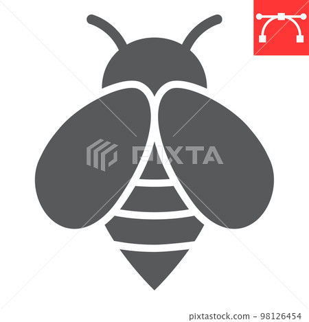 Bee glyph icon, insect and honey, bee sign vector graphics, editable stroke solid icon, eps 10 98126454