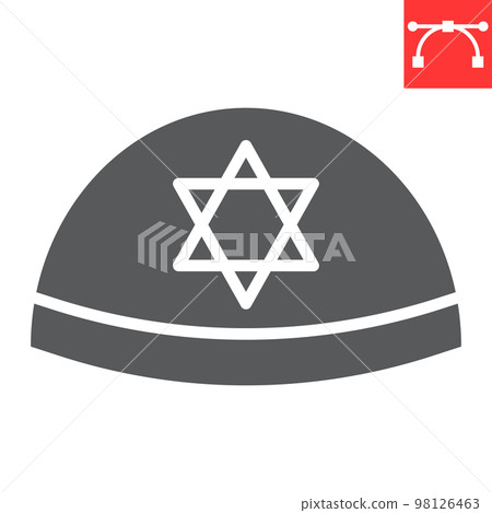 Kippah glyph icon, rosh hashanah and yarmulke, jewish cap sign vector graphics, editable stroke solid icon, eps 10 Kippah glyph icon, rosh hashanah and yarmulke, jewish cap sign vector graphics, editable stroke solid icon, eps 10 98126463