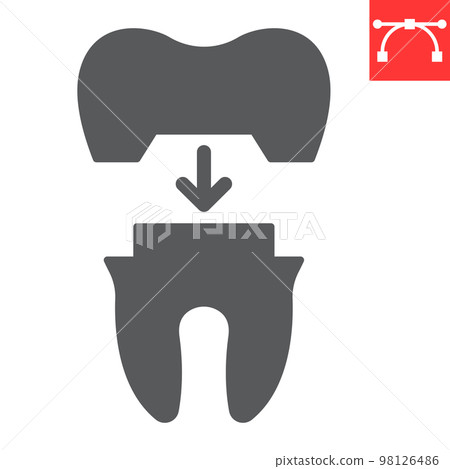 Dental crown glyph icon, dental and stomatolgy, tooth crown sign vector graphics, editable stroke solid icon, eps 10 Dental crown glyph icon, dental and stomatolgy, tooth crown sign vector graphics, editable stroke solid icon, eps 10 98126486