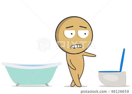 The boy in a hurry goes to the toilet The boy in a hurry goes to the toilet 98126659