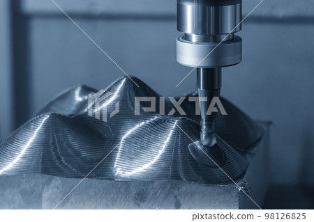 The CNC milling machine rough cutting the injection mold parts by indexable tools. 98126825