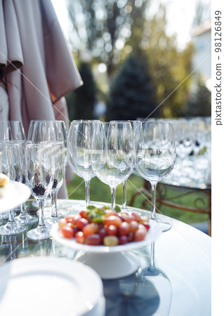 Champagne glasses on gold background. Party and holiday celebration concept 98126849