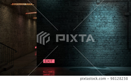 Brick wall of a street facade at night Brick wall of a street facade at night 98128238