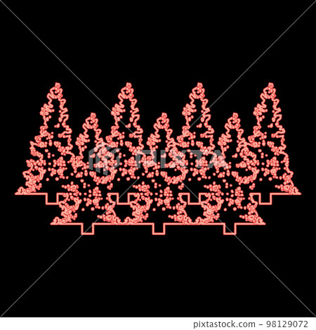 Neon fir tree Christmas Coniferous Spruce Pine forest Evergreen woods Conifer red color vector illustration image flat style Neon fir tree Christmas Coniferous Spruce Pine forest Evergreen woods Conifer red color vector illustration image flat style 98129072