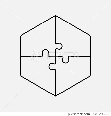 Diagram infographic 4 steps, hexagon puzzle jigsaw 98129602