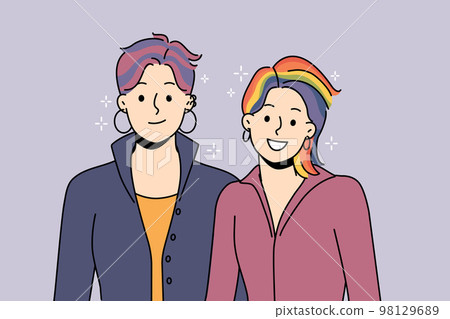 Smiling people with colorful hair 98129689
