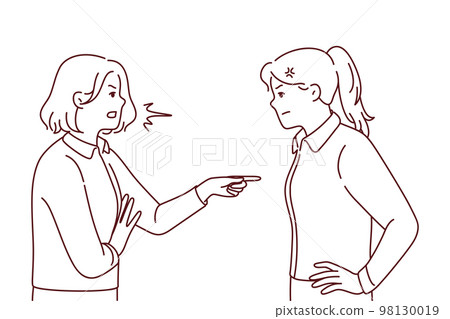 Furious women fighting blaming each other Furious women fighting blaming each other 98130019