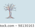 Decorative tree and roots illustration. Symbolizing growth - intertwined tree roots and branches. Family tree. Banner, cover, mockup, for you design 98130163