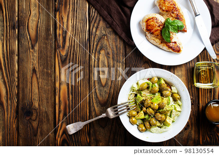 grilled chicken breast and fresh salad grilled chicken breast and fresh salad 98130554