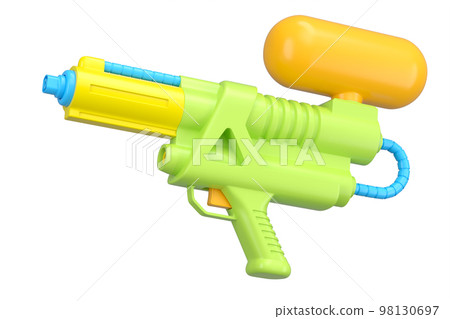 Plastic water gun toy for playing in the swimming pool isolated on white Plastic water gun toy for playing in the swimming pool isolated on white 98130697