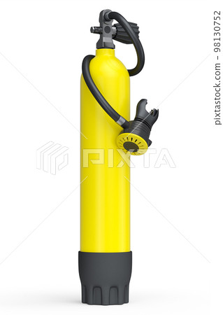 Yellow diving tank full oxygen for snorkeling isolated on a white background 98130752