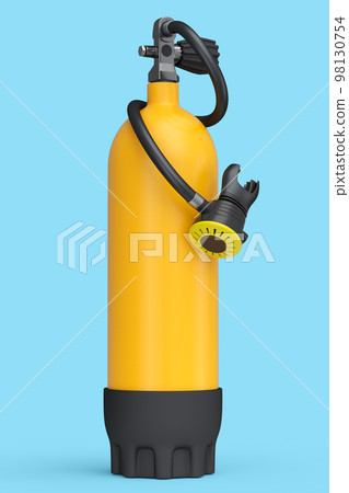 Orange diving tank full oxygen for snorkeling isolated on a blue background 98130754