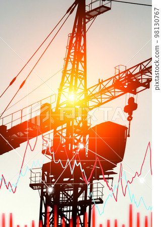 House price growth, the concept of real estate or real estate growth. Construction Site. Vertical photo House price growth, the concept of real estate or real estate growth. Construction Site. Vertical photo 98130767
