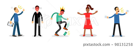 Angry Furious People Characters Feeling Mad Shouting with Anger Vector Set Angry Furious People Characters Feeling Mad Shouting with Anger Vector Set 98131258